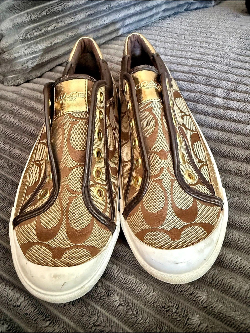 Coach A5010 Canvas Sneakers Brown & Gold US 6B